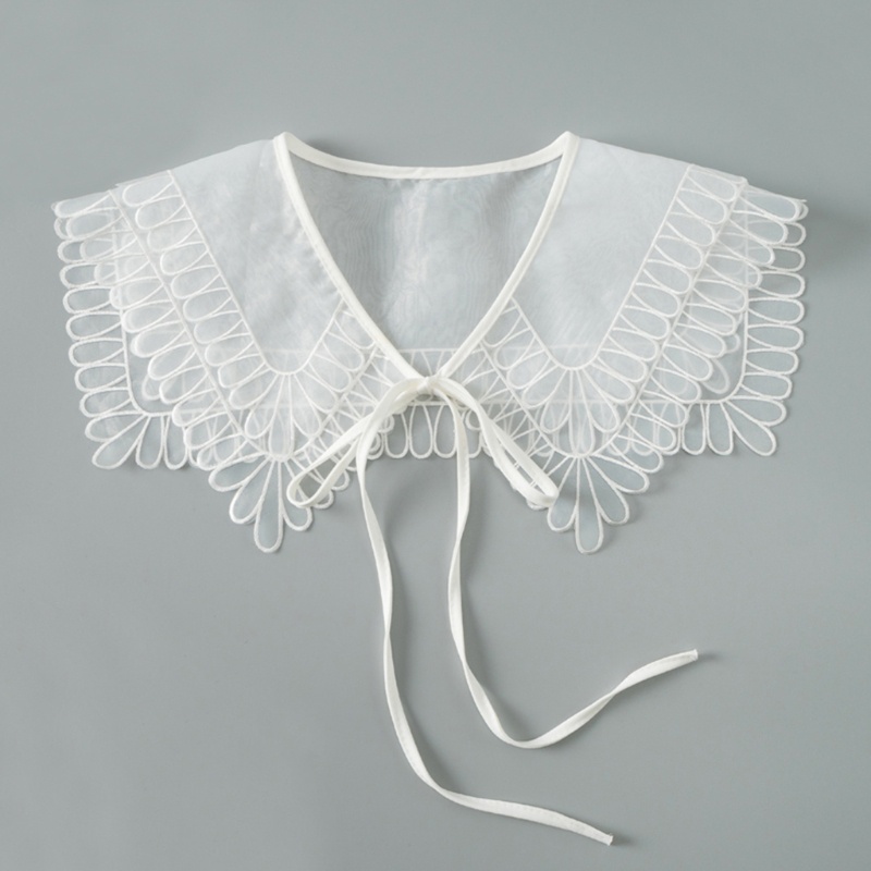 Cổ áo sơ mi giả trong suốt thêu họa tiết ngọt ngào có thể tháo rời trang trí cho nữ