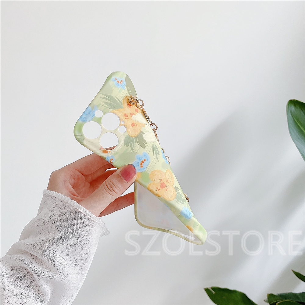 Casing Oil Painting Yellow Flowers Camellia Bracelet Skin-Friendly Soft Phone Case for iPhone 12 Mini 12 Pro Max 11 Pro Max X XS XR XSMax 8 7 Plus SE 2020