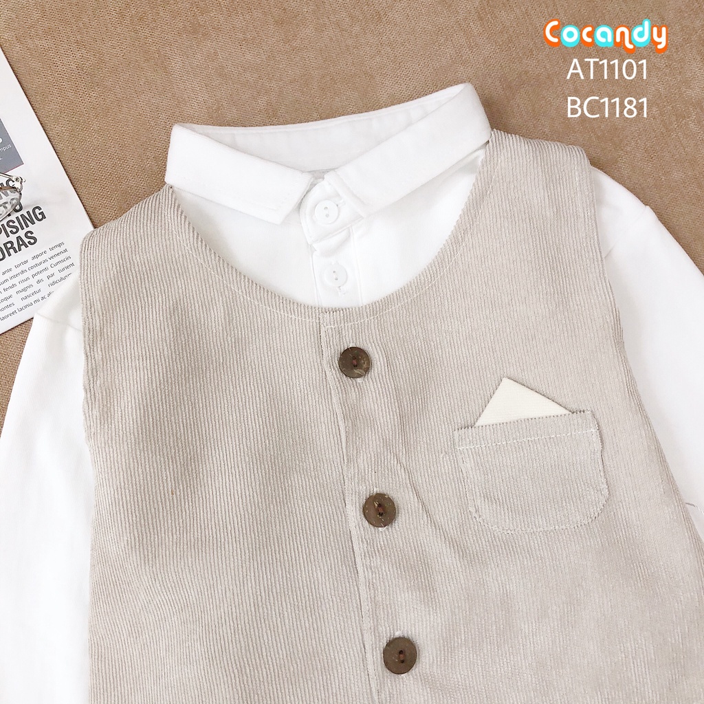 Set đồ cho bé -Bộ gile be và áo thun trắng có cổ dài tay cho bé của COCANDY mã BC118170, AT110100