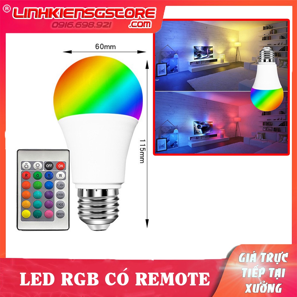 Bóng Đèn Led Có Điều Khiển Từ Xa Chuôi e27 Sáng Đẹp Hot Tik tok a60 a70