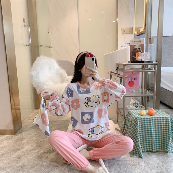 Bộ Ngủ Nữ Thu Đông Đồ Bộ Pijama Mặc Nhà Dài Tay Chất Cotton Thun Co Giãn LATOZIA TD05 | BigBuy360 - bigbuy360.vn