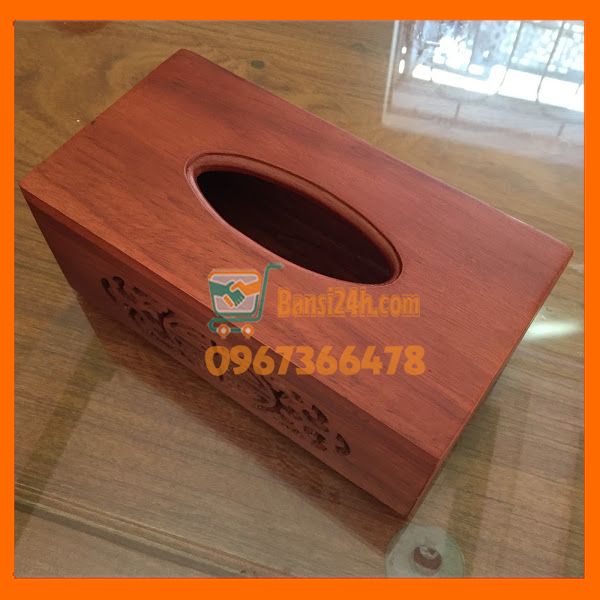 Hot - Hộp đựng Giấy ăn, Hộp Khăn giấy Gỗ Hương Trơn