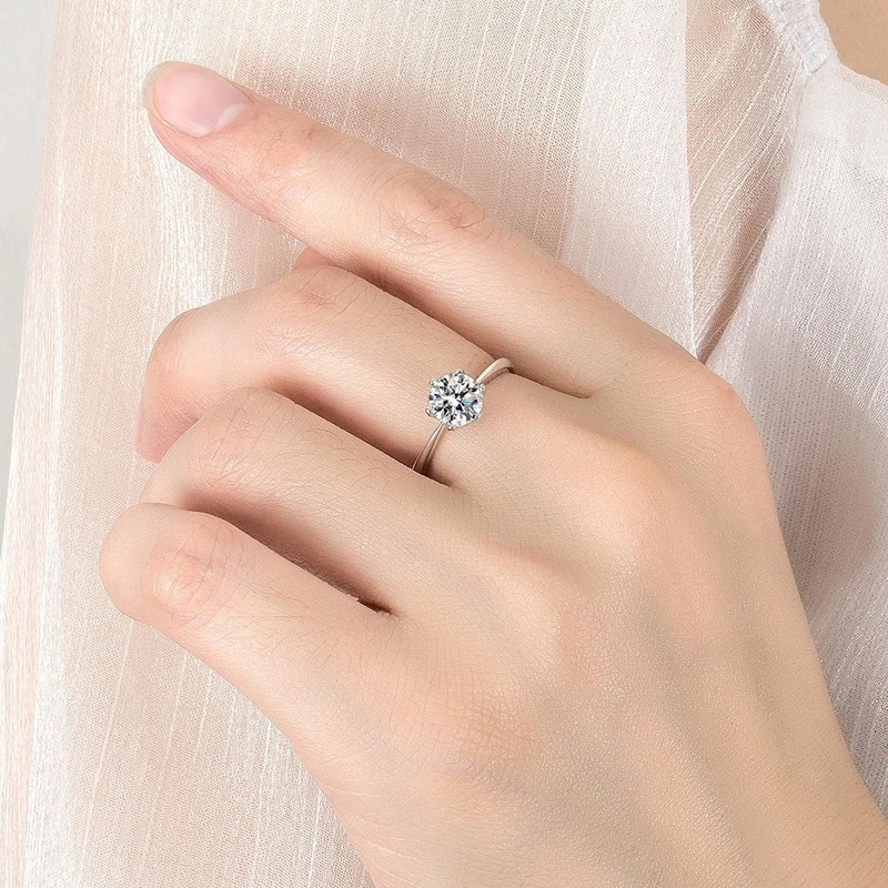 Nhẫn Hở Sáu Móng Đính Đá Zircon Mịn Có Thể Điều Chỉnh Thời Trang Cho Nữ