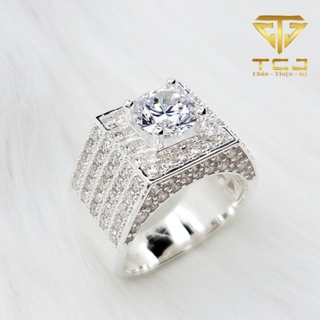  Nhẫn nam Bạc ý 925 thiết kế 3D đính full đá cao cấp sang trọng RM0078 Trang sức Toàn Cầu TCJ 
