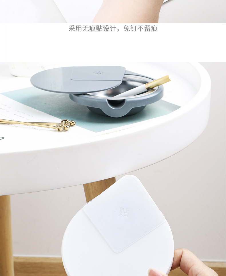 Gạt tàn thuốc đặt dưới bàn dạng xoay thép không gỉ dễ dàng rửa sạch tháo rời được tiện lợi