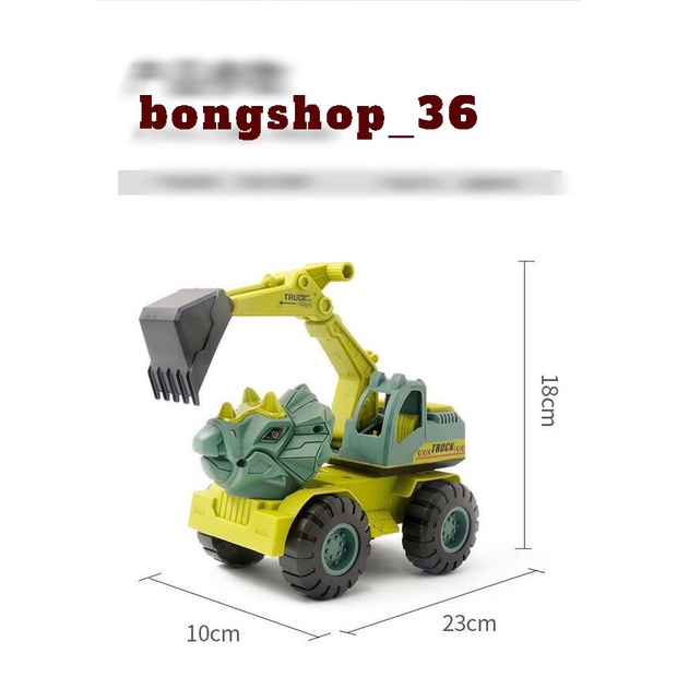 Sét 3 Xe Mô Hình Công Trình Khủng Long Siêu Ngầu Cho Bé, Ô Tô Đồ Chơi Khủng Long Cho Bé