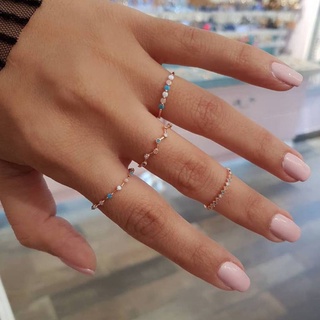 Set 4 Nhẫn Đính Đá Opal Nhiều Màu Sắc
