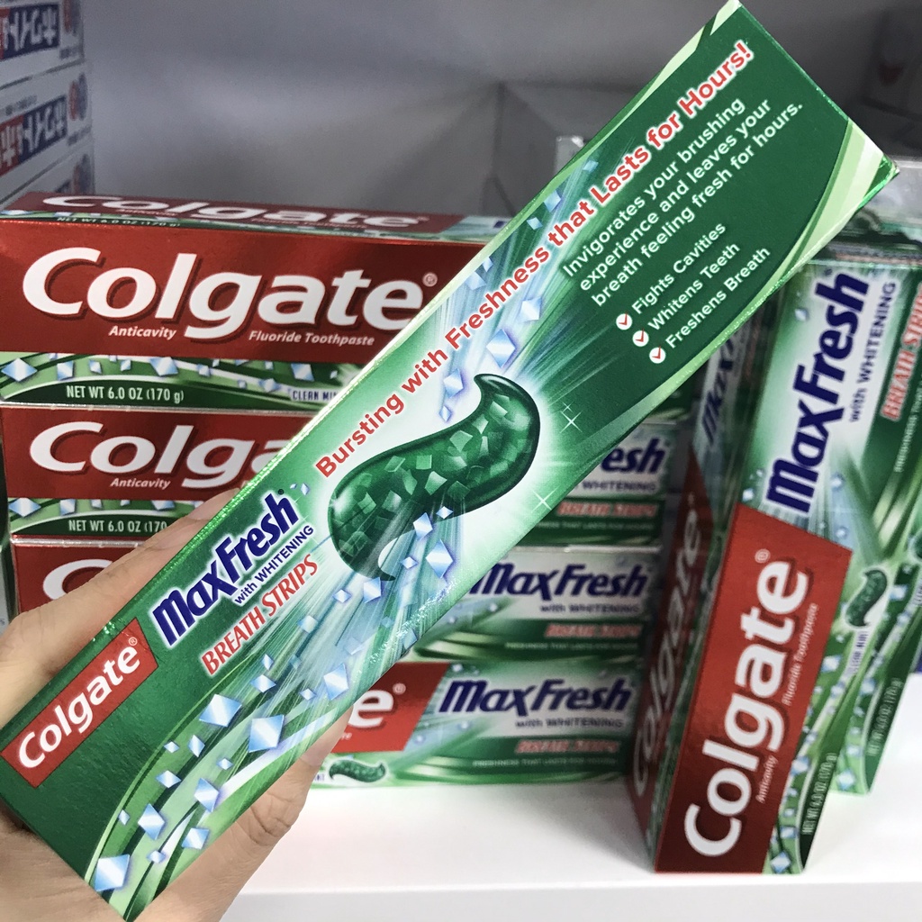 [Hàng Mỹ] Kem đánh răng thơm miệng COLGATE Maxfresh With Whitening Clean Mint 170g