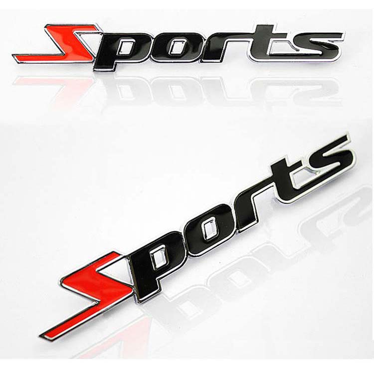 O Chữ Nổi Sport kim khí Dán trang hoàng Ô Tô - Màu Đen Đỏ 41 46