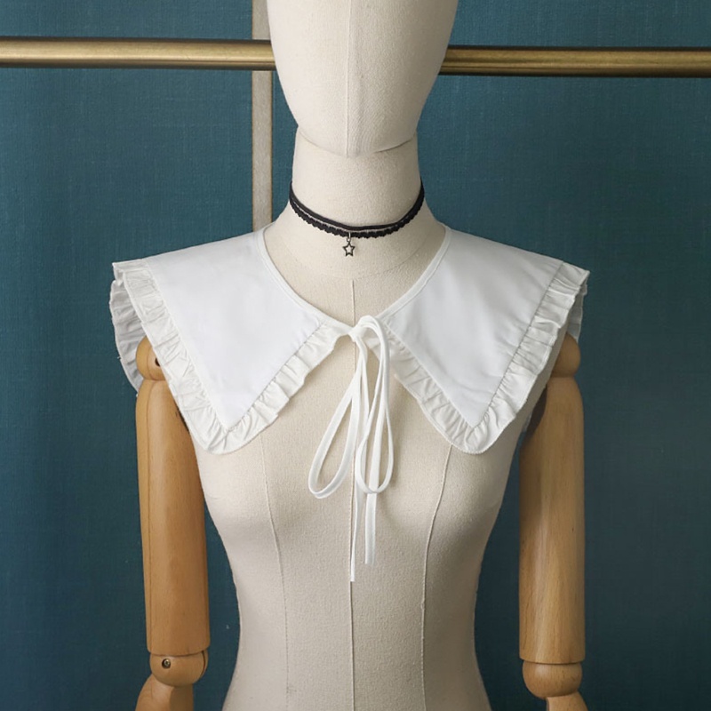 Vòng Cổ Lolita Giả Khăn Choàng Cổ Nhún Bèo Màu Trắng Trang Trí Cho Nữ