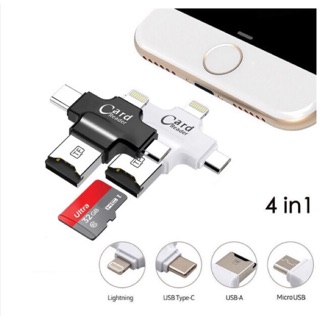 Đầu đọc thẻ nhớ Micro SD 4 in 1 cho iphone vad android