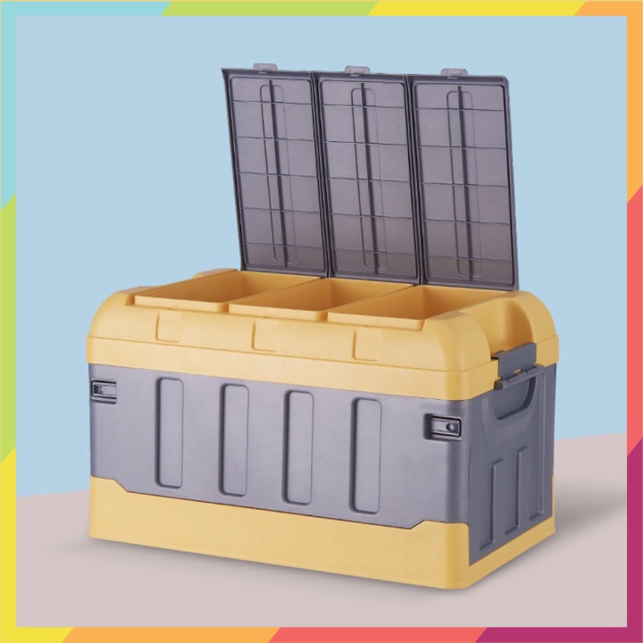 💯 Thùng đựng đồ di động 75L đi du lịch, picnic xếp gọn  ô tô nhà cửa FOLDING BOX DURABLE tặng 2 túi 