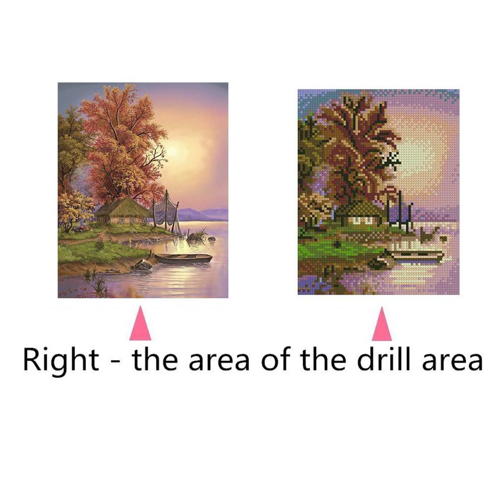 DIY Full Drill Diamond Painting Embroidery Kits Riverside Tree Cross Stitch