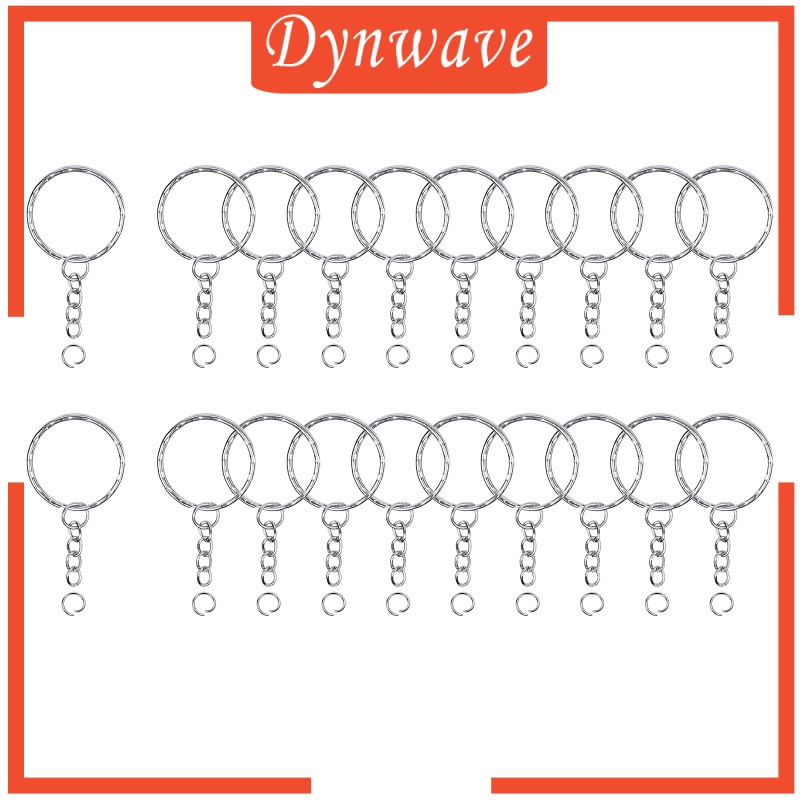 [DYNWAVE]100x Keyring Blanks Key Rings with Chain Opens Jump Rings