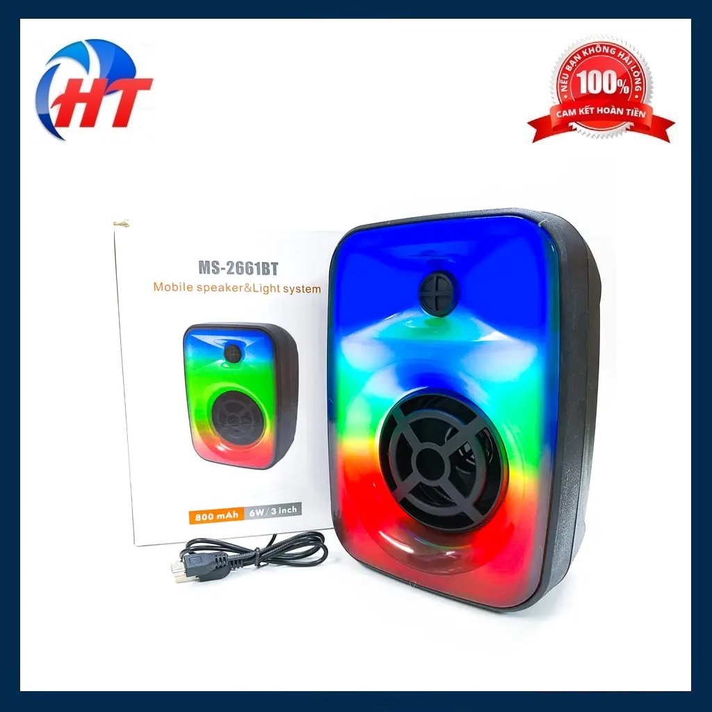 Loa Bluetooth MS-2661BT có đèn led RGB âm thanh chất lượng bass trầm tích hợp khe cắm thẻ nhớ, USB
