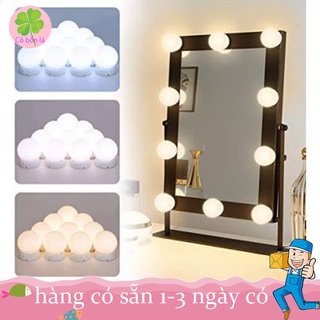 Bóng Đèn Gắn Gương Trang Điểm Hollywood 10 Bóng Đèn LED Có Thể Điều Chỉnh Độ Sáng 3 Chế Độ, Tăng Giảm Ánh Sáng, Cắm USB