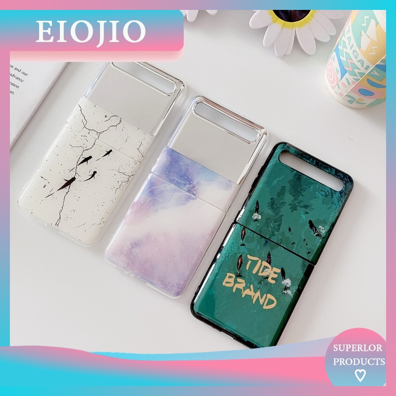 Ốp điện thoại cứng họa tiết đá hoa cương tùy chọn màu sắc vintage sang trọng cho Samsung Galaxy Z Flip 3 5g Funda Zflip3