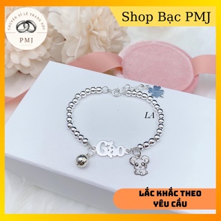 Lắc Tay Bi kèm hoạ tiết khắc tên,con giáp chuẩn Bạc Ta cho bé -bạc Pmj