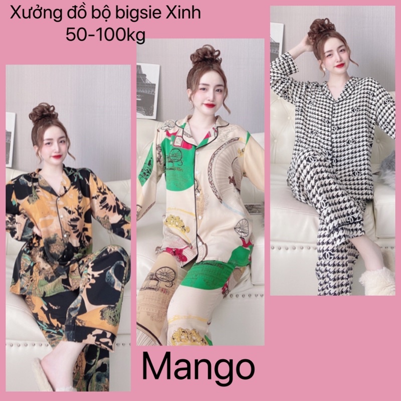 Đồ bộ bigsize tay dài 50-100 Cổ sen sang chảnh mặc nhà cho nữ