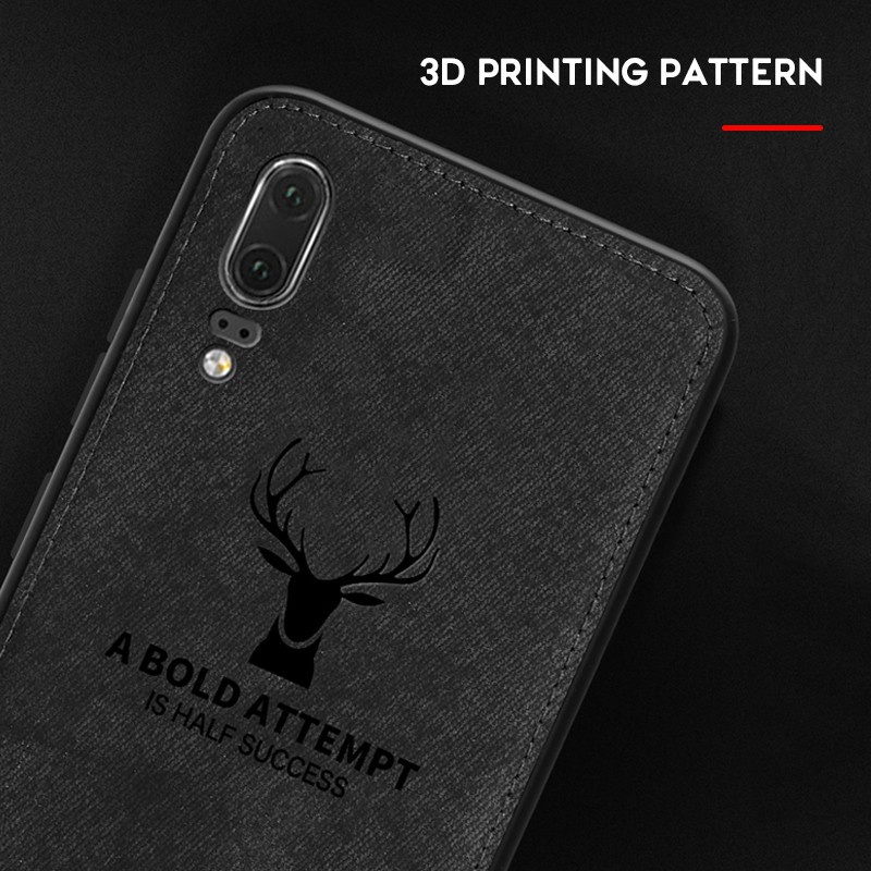 Ốp điện thoại bọc vải họa tiết chú nai cho Vivo 1801 1814 1815 1820 1902 1907