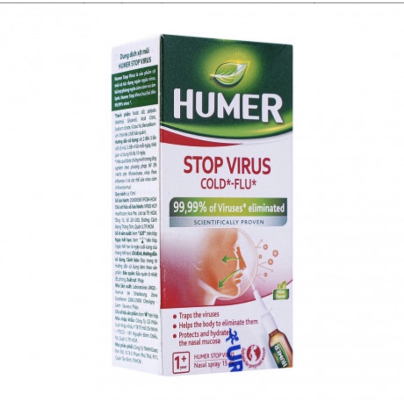 Dung dịch xịt mũi Humer Stop Virus 15ml Nhập khẩu Pháp Urgo