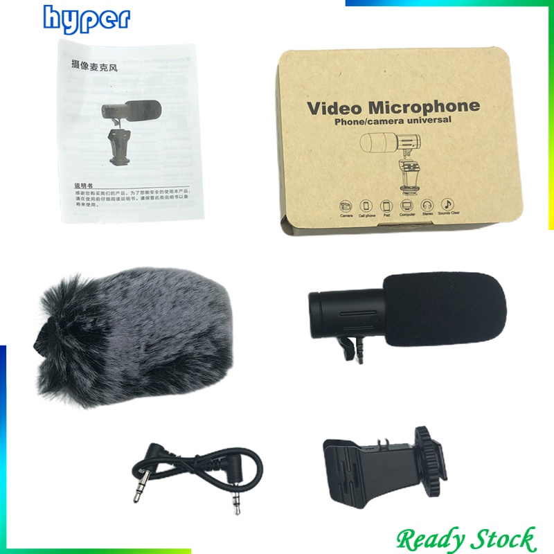 Vlogging Video 3.5mm Microphone Condensor External DSLR Mobile Phone Mic