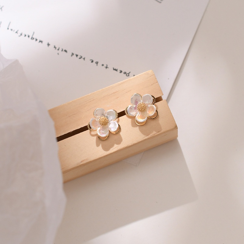 Khuyên tai mạ bạc S952 hình bông hoa nhỏ đơn giản dễ phối đồ phong cách cho nữ