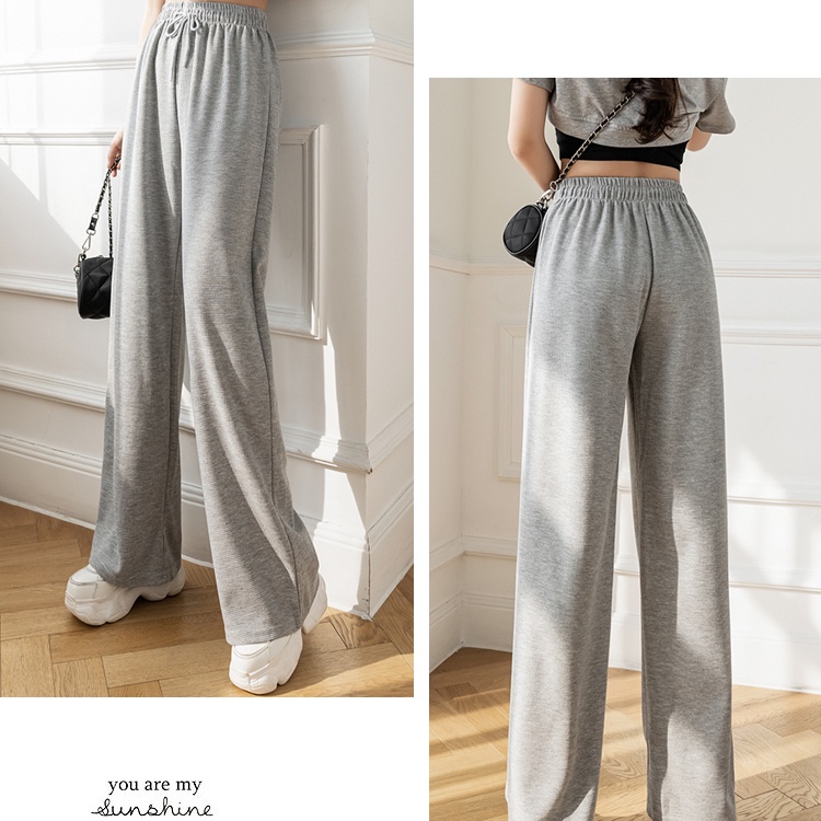 SUXI Quần Dài Ống Rộng Lưng Cao Màu Sắc Đơn Giản Dễ Phối Đồ Thời Trang Mùa Hè Cho Nữ