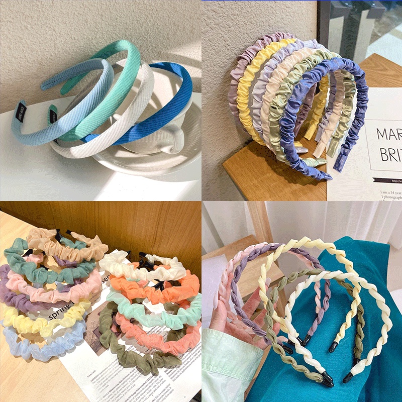 Băng Đô Cài Tóc Bằng Vải Viền Mảnh Đơn Giản Thanh Lịch Thời Trang Hàn Quốc Cho Nữ