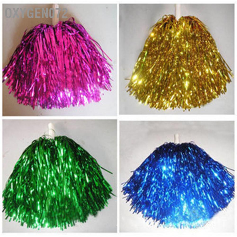 Oxygen072 Cheerleading Pom Poms with Straight Handle Team Spirit Cheering Props for Aerobics Dancing School Sports Game