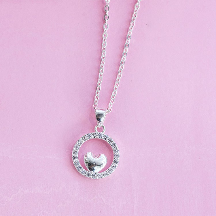 Dây Chuyền Bạc Mặt Trái Tim Vòng Tròn Cho Nữ TNC JEWELLERY