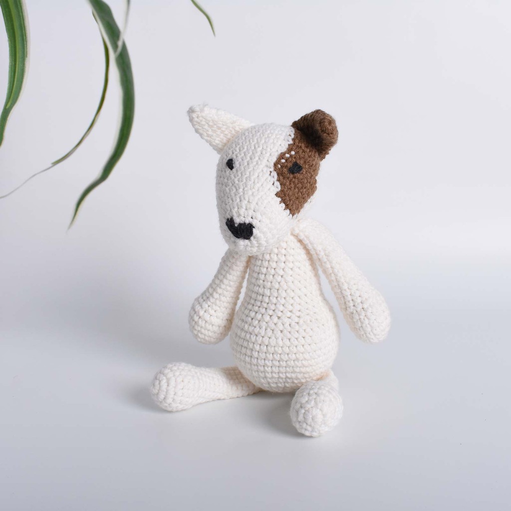 Chú chó English Bull Terrier móc len - Đồ chơi trẻ em an toàn- Thú bông cún - Chó đồ chơi - Quà tặng đáng yêu