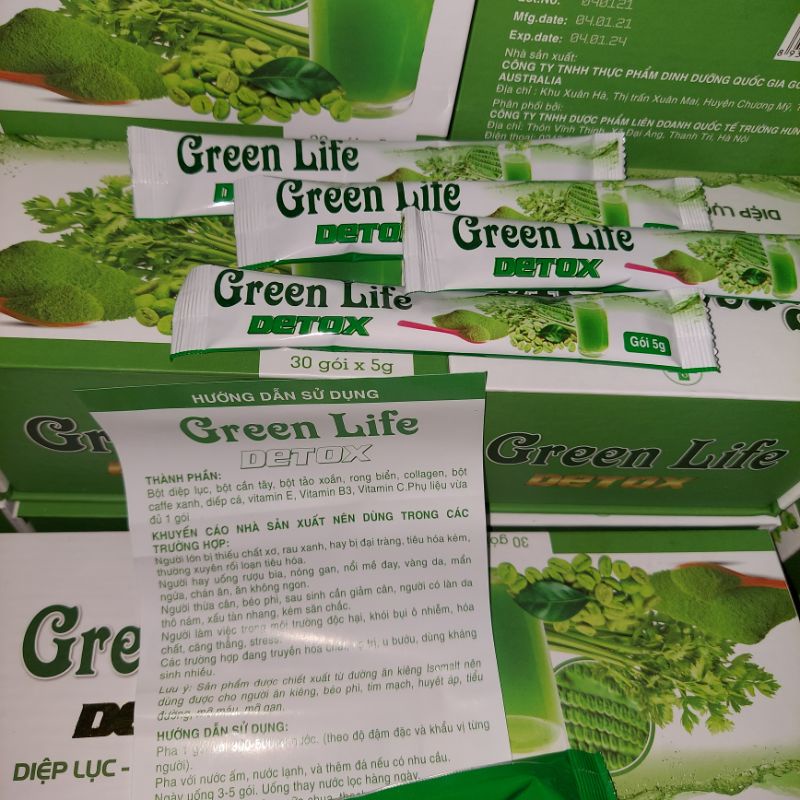 Green life detox hộp 30 gói x5g date 2023