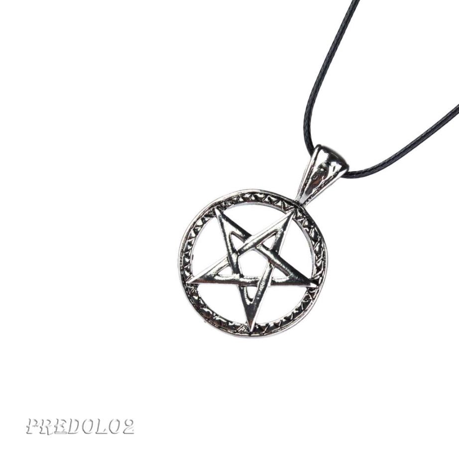 [PREDOLO2] Pentagram Pentacle Star Rune Norse Viking Pendant Necklace Antique Silver
