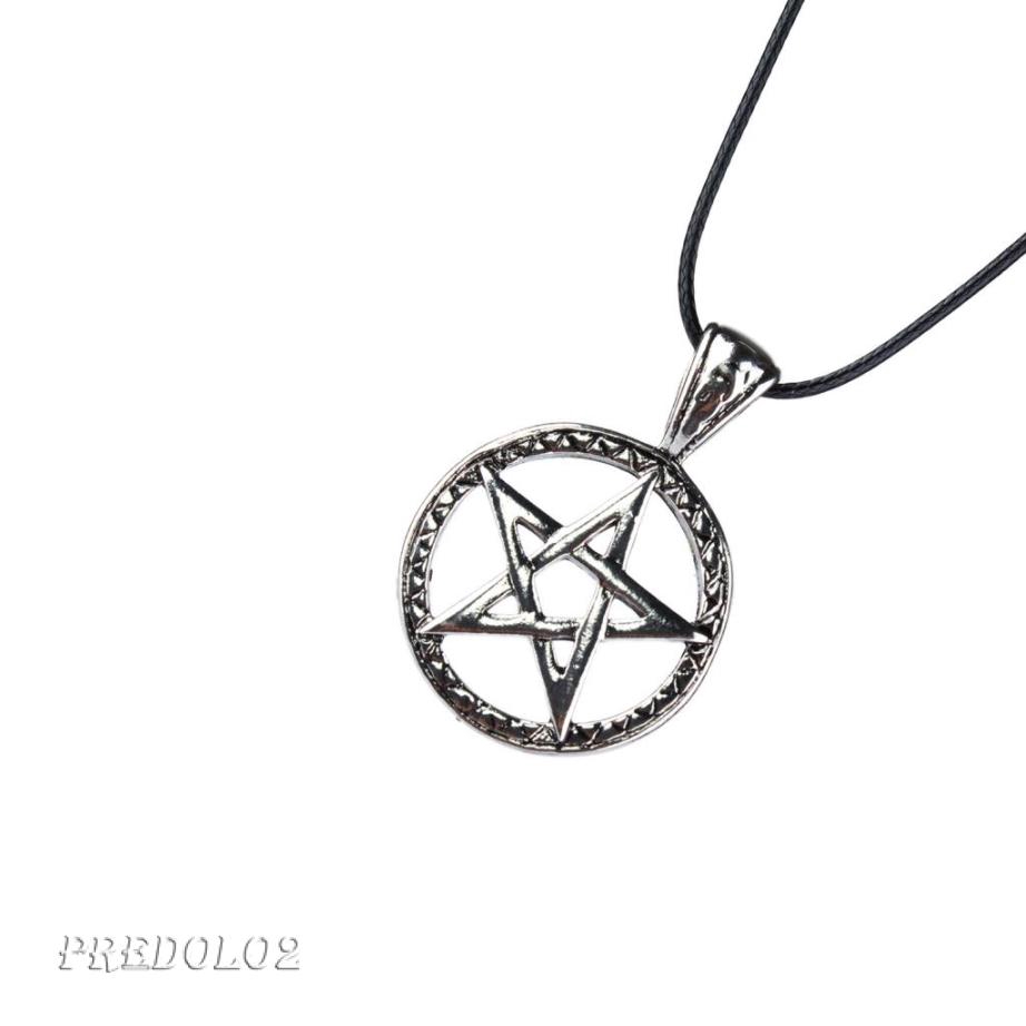Pentagram Pentacle Star Rune Norse Viking Pendant Necklace Antique Silver