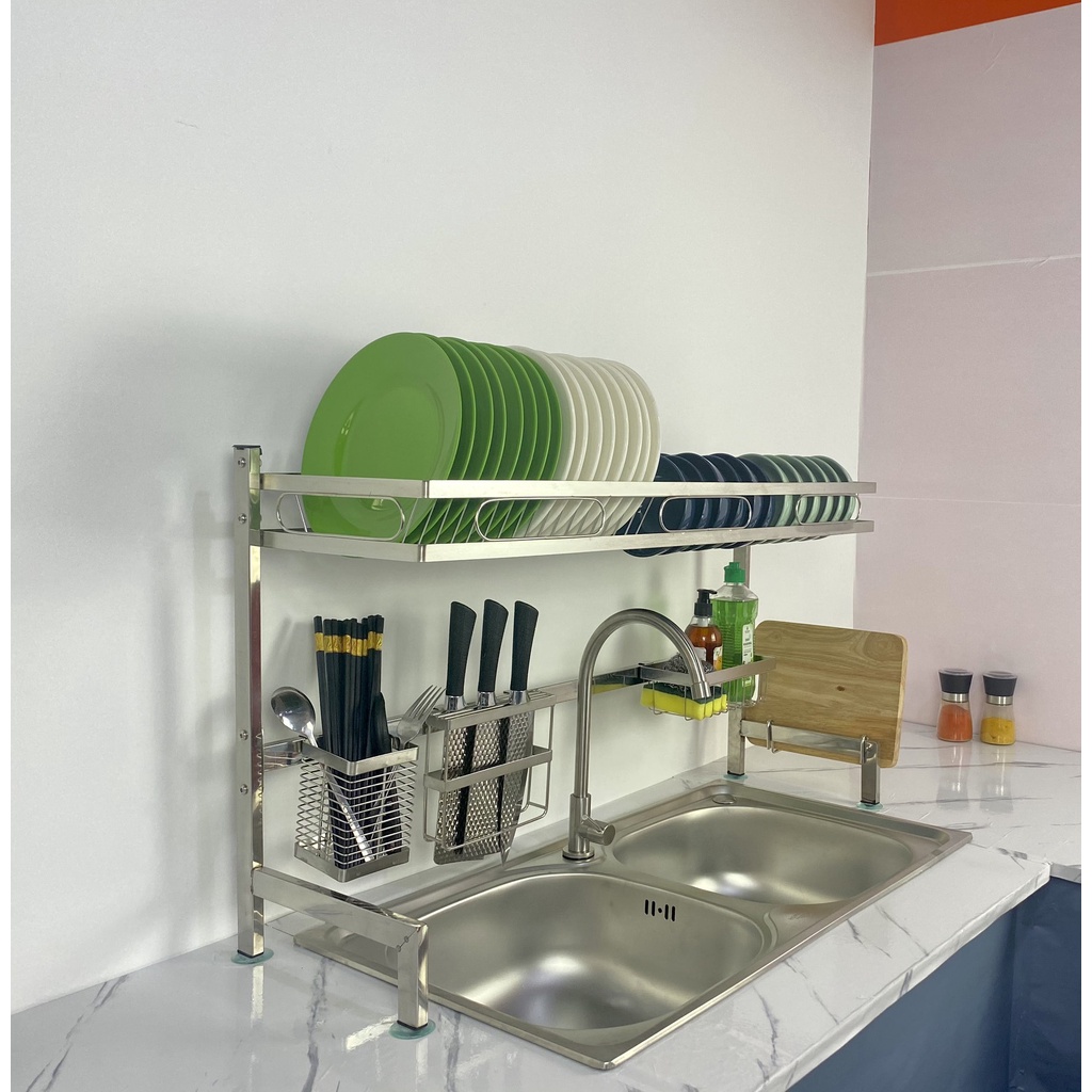 Kệ chén bát FOODCOM đa năng, Giá úp chén bát 1 tầng 66 cm, chất liệu inox 304 cao cấp siêu bền, chắc chắn