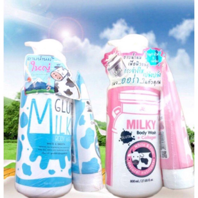 Sữa tắm bò sữa Gluta Milky 800ml+srm 190g