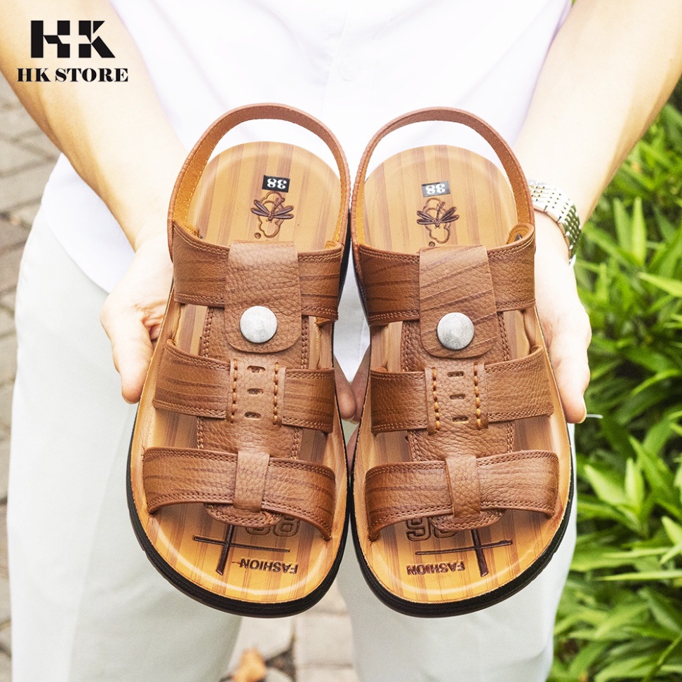 Xăng đan nam da bò xịn ⚘™ HK STORE ⚘™ cam kết da thật 100% ảnh thật có bảo hành đầy đủ-và đặc biệt cao hơn 3.5cm