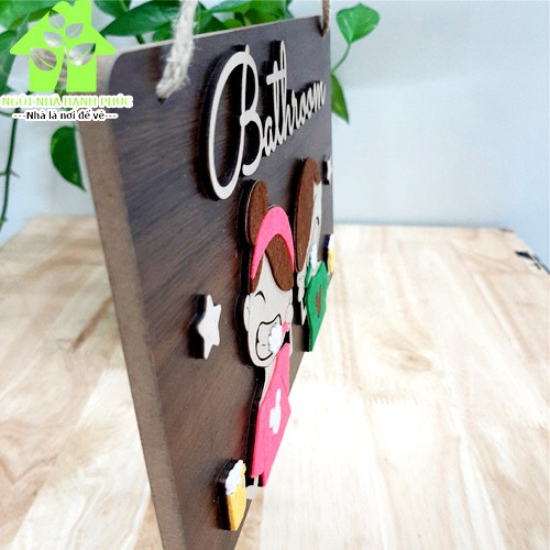 Bảng gỗ decor trang trí treo cửa toilet WC- Mẫu BM_016 SIÊU CUTE