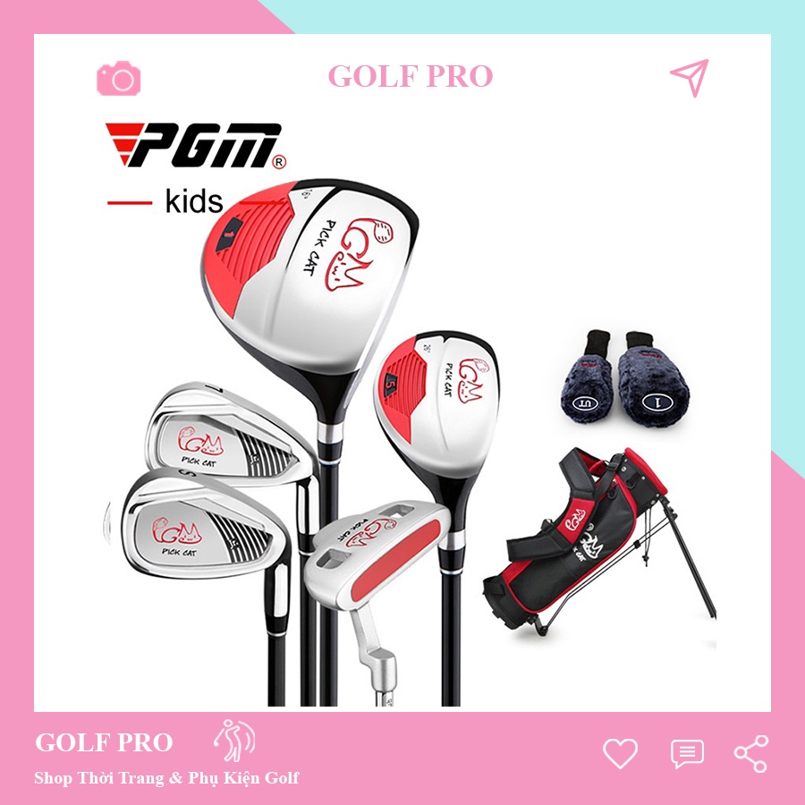 Bộ gậy golf trẻ em tập golf cho bé PGM PICK CAT Junior Golf Club full set 5 - 12 tuổi BV005