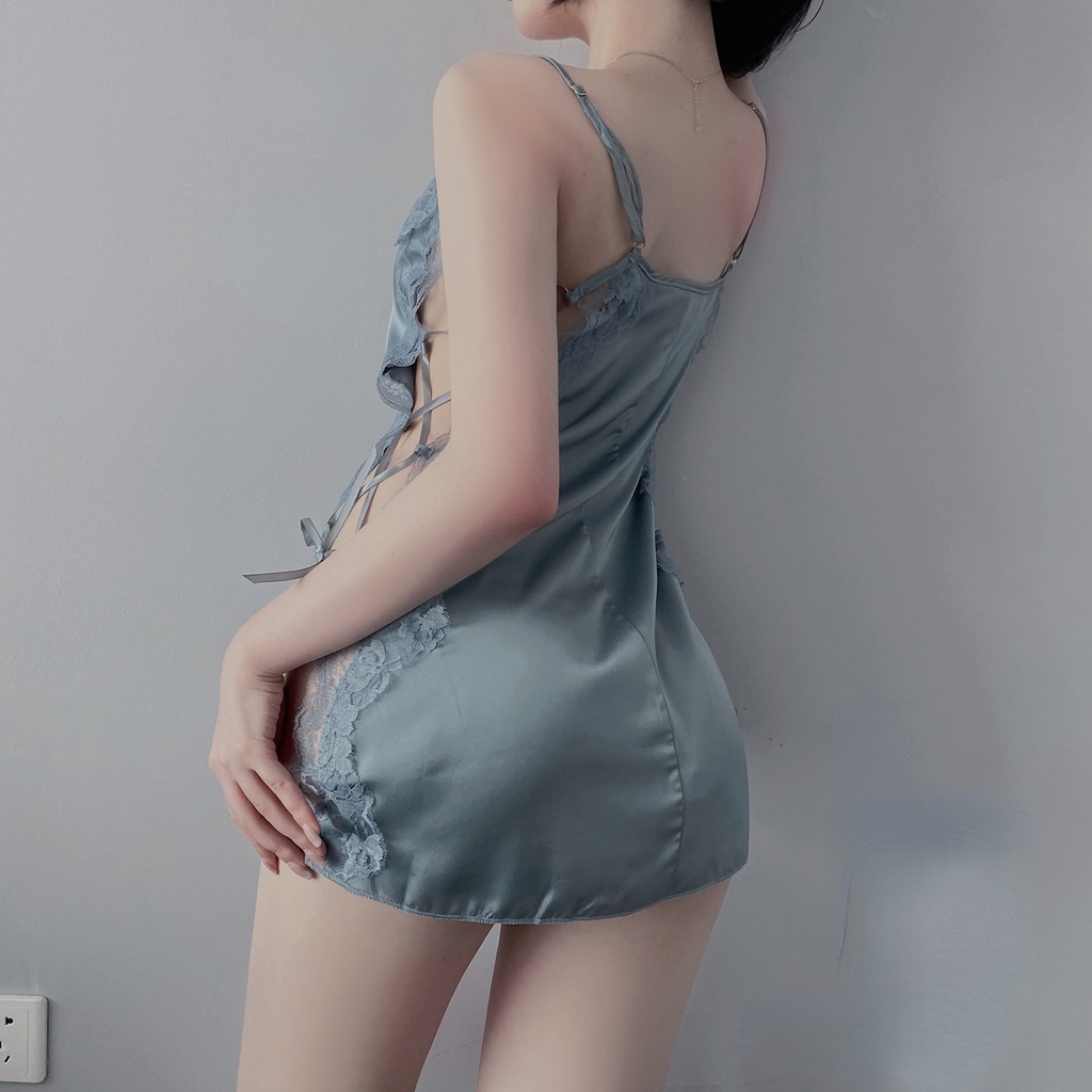 Đầm Ngủ Hai Dây Vải Voan Satin Phối Ren Phong Cách Quyến Rũ Hàng Mới | BigBuy360 - bigbuy360.vn