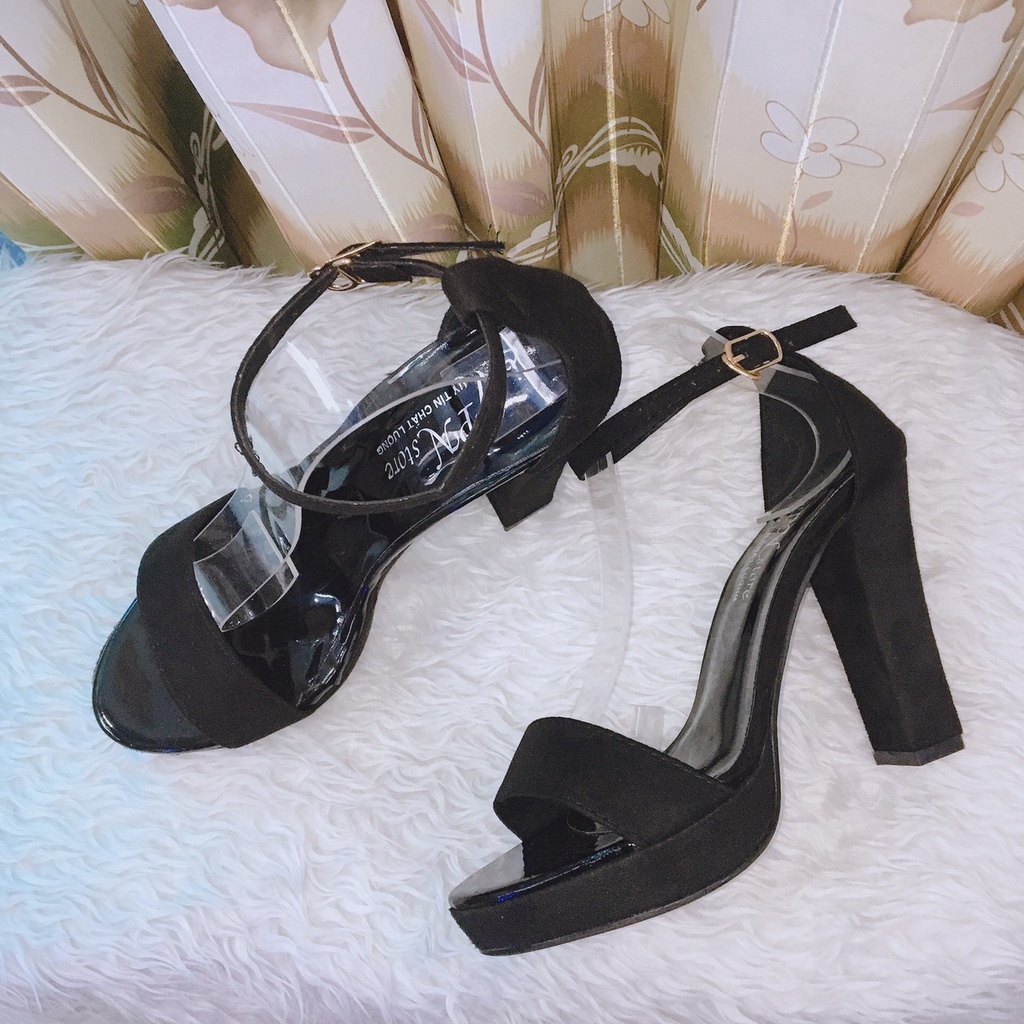 Giày cao gót đúp vuông 10p quay ngang bít gót  __LZ011