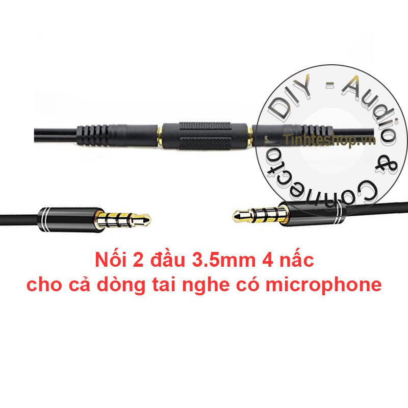 1 chiếc - Đầu khẩu nối cáp audio 3.5mm 4 nấc - Rắc cắm nối 2 dây âm thanh 3.5mm 4 khấc