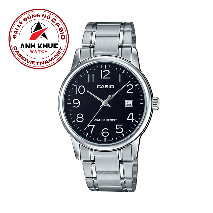 Đồng Hồ Casio Nam MTP-V002D-1B Dây Kim Loại - Mặt Số Màu Đen