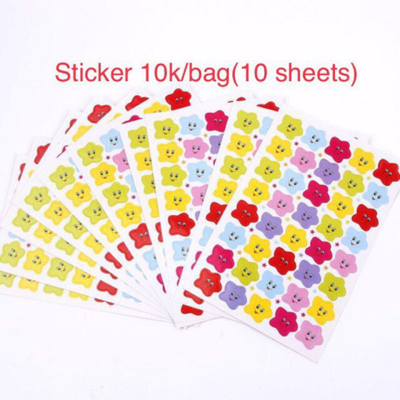 10 túi Stickers hình mặt cười, ngôi sao