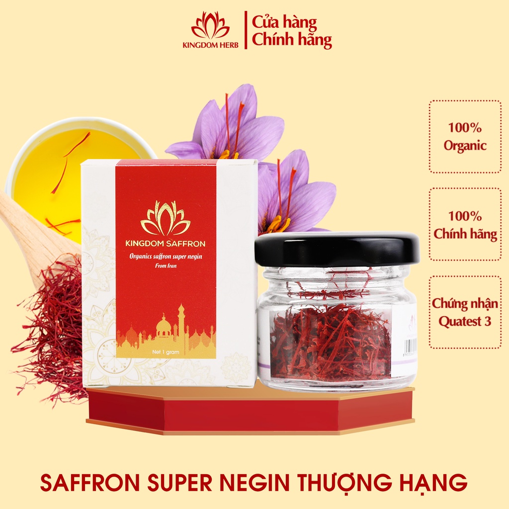 Nhụy hoa nghệ tây saffron Kingdom Herb Iran chính hãng loại thượng hạng hộp 1 gram - KQ