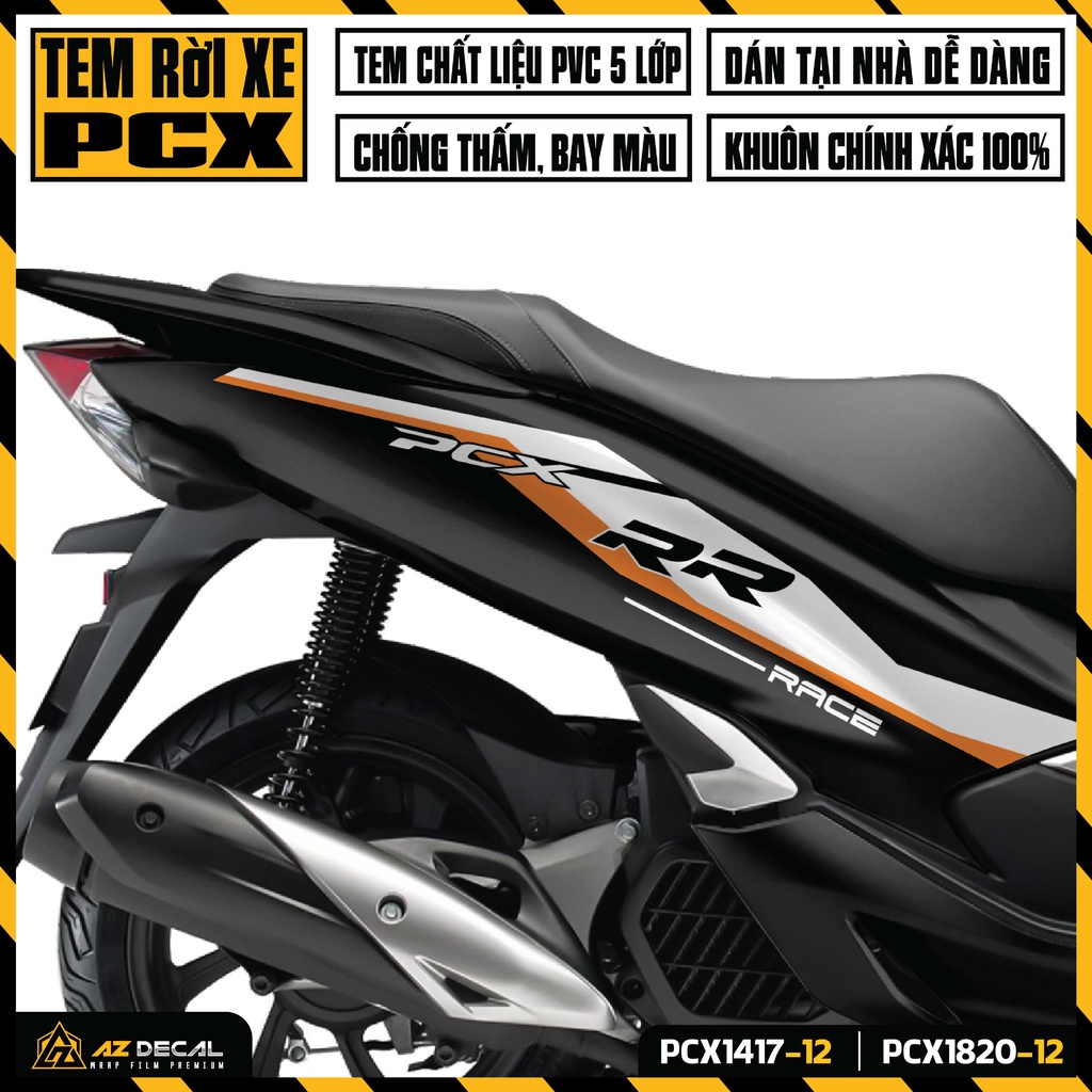 Tem Rời Dán PCX 2014 - 2020 Mẫu HP4 RR | PCX-12 | Decal Chế Dán Xe Máy PCX 125 150 160 Chống Nước, Bền Màu