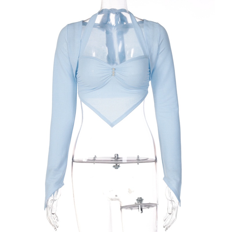 Áo Sơ Mi Tay Dài Xếp Ly Hở Lưng Xinh Xắn Thời Trang Cho Nữ