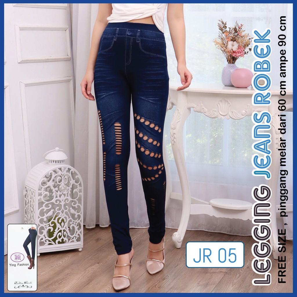 Quần Legging Giả Jean Rách Thời Trang Jr05