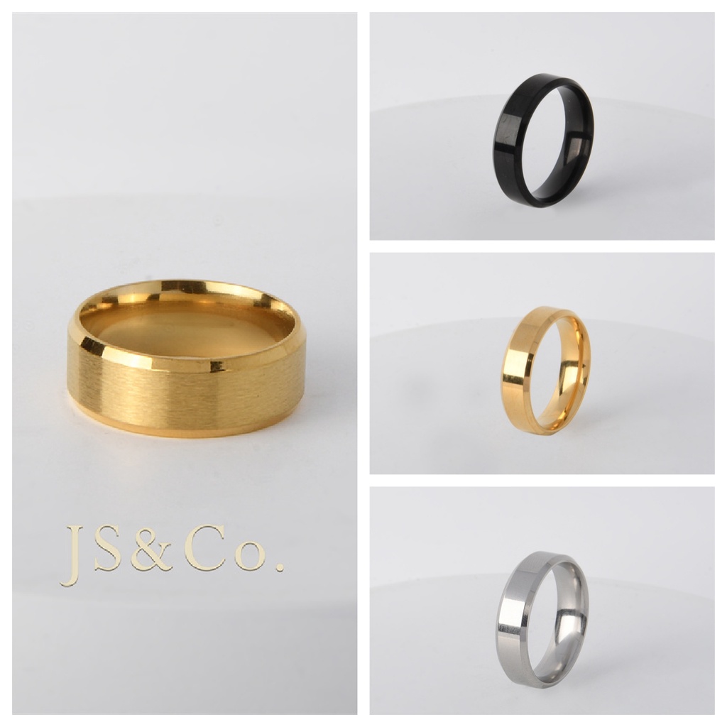Js & Co. Nhẫn Thép Titan Mạ Vàng 18K Thời Trang Không Gây Dị Ứng 733r